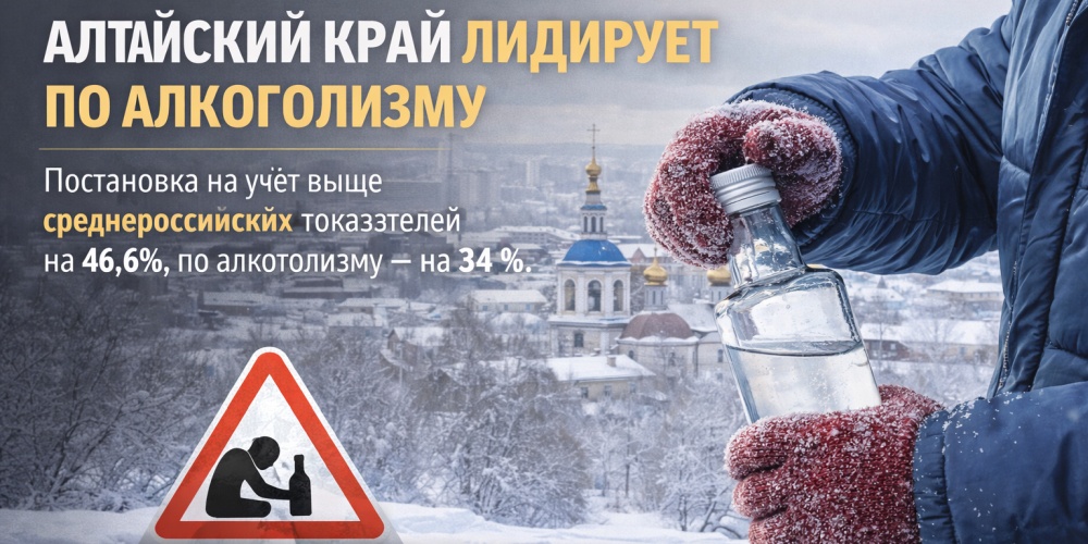 Алтайский край оказался в лидерах по заболеваемости алкоголизмом